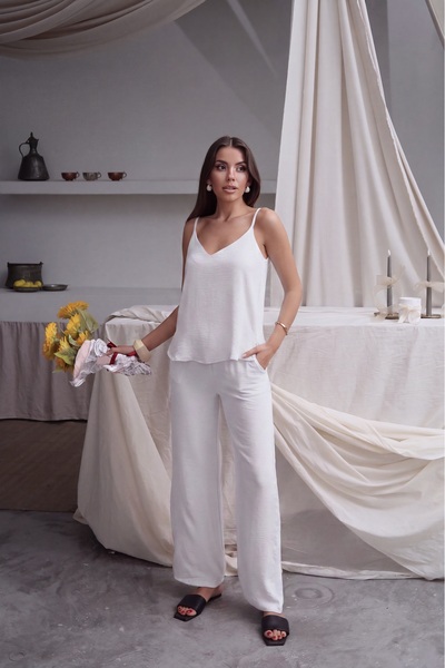 Paw Garage Bluză Shay pentru femei, cu bretele, pantaloni largi, set de vară