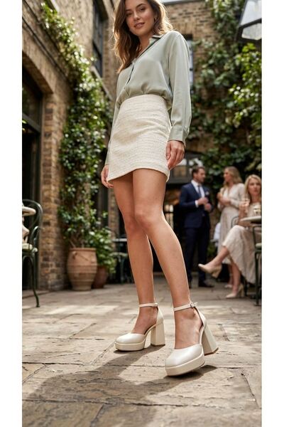 Tarz Topuklar Sophia Wedding and Bridal Dress Shoes Skin Design Low Heel Wedd...