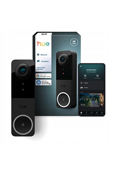 Philips Hue Sonerie video wireless cu fir, cameră video, negru