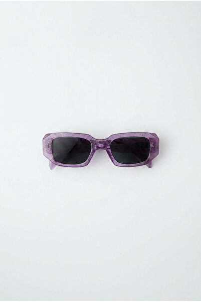 Magu Girl's Purple Glittery Cornered Sunglasses