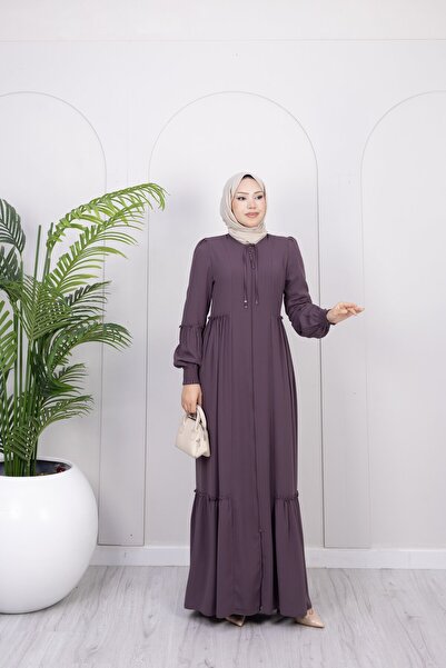 Dayfabric Elbise Görünümlü Ferace | Kuru Gül