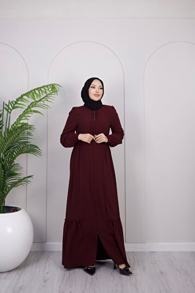 Dayfabric Elbise Görünümlü Ferace | Bordo