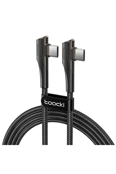 Toocki 100W L Tipi Type-C To Type-C Ultra Hızlı Şarj Kablosu - Örgülü & Oyunc...