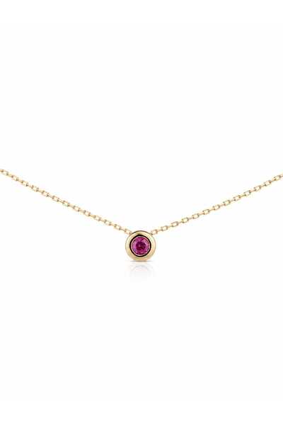 Aur 585 Lănțișor damă din aur galben 14k cu cubic zirconia roșie, 45 cm, 1,76 g
