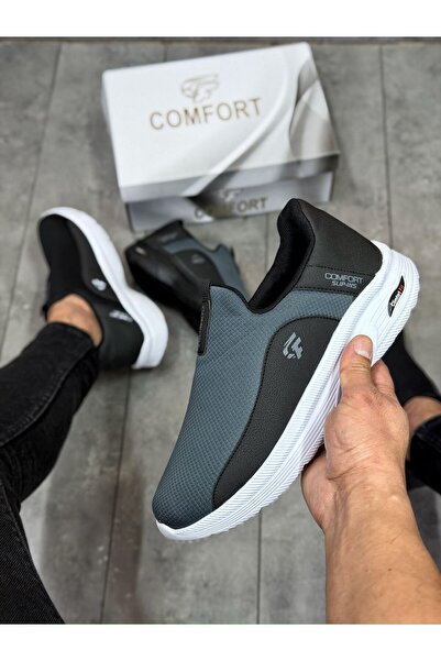 Comfort Ayakkabı Erkek Günlük Rahat Hafif Taban Slip-On Spor Ayakkabı Siyah
