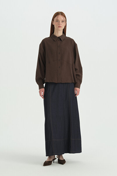 Nihan Front Cut Shirt - Brown