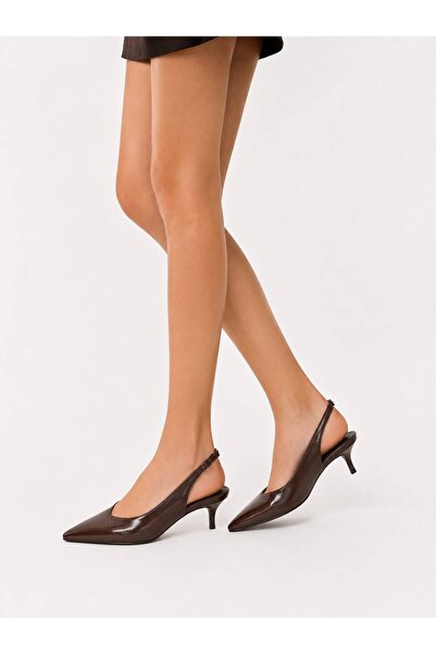 VEİLLETTO Women's Leather Look Pointed Toe Heeled Shoes