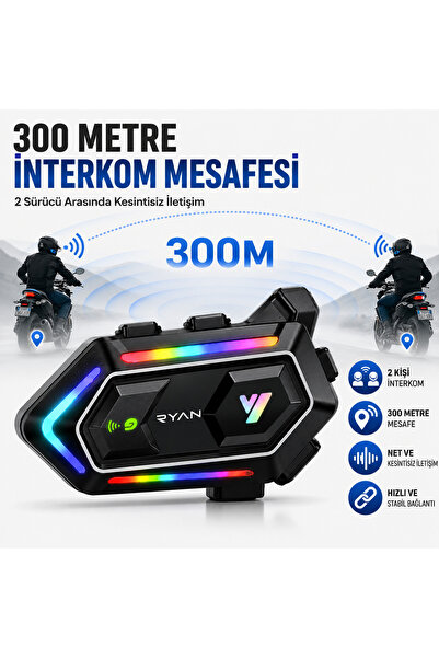 Ryan Motosiklet Kask Bluetooth İntercom Kask İnterkom Çift Mikrofonlu 300M HD...