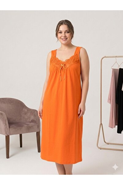 Alize Moda قميص نوم نسائي بدون أكمام من القطن بنسبة 100%، مقاس كبير