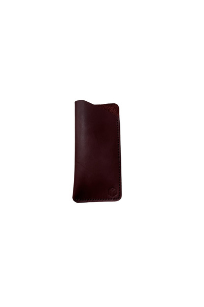OEM Etui Ochelari Handmade din Piele Naturala Visiniu Cherry Premium, Toc Och...