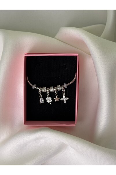 NB STEELORA Zircon Stone Star Clover and Butterfly Detailed Charm Women's Bra...