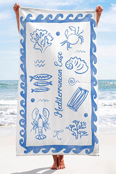 Tuğba Kuğu 100% pamuk, 4-slojni muslin peškir za plažu - Mediteranska odmora