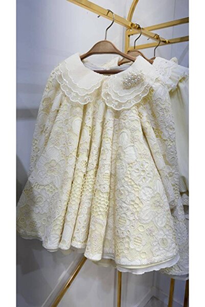 sunshine boutique15 Yellow Lace Dress for 4 to 8 Years - 6 Years, Front Lengt...