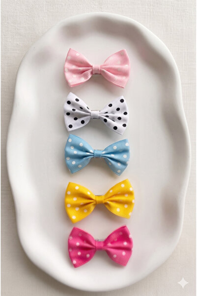 Jeevee Special 5-Piece Polka Dot Bow Hairpin Set for Hairless and Low-Haired ...