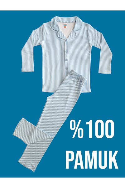 Çamaşır Bahçesi Long Sleeve Patterned Buttoned Children's Pajama Set # Printed Children's Pajama Set # Striped Patterned Pajamas # Buttoned Pajama Set # Laundry Room