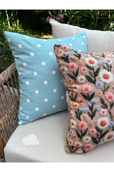 Fifty Home 2 Pieces of Kirlent Case 43X43 cm Digital Printing Summer-Themed Garden Balcony Decorative Pillowcase
