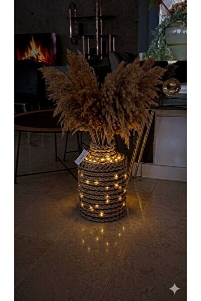 Egindra Decorative Metal Wire Wicker Braided Handmade Flower Pampas Vase with...