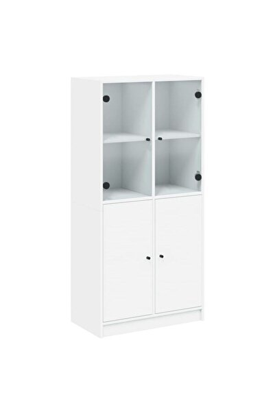 vidaxl Dulapuri înalte cu uși, albe, 68 x 37 x 142 cm, lemn prelucrat
