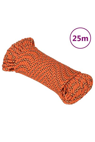 vidaxl Frânghie pentru barcă, Portocalie, 3 mm, 25 m, Polipropilenă