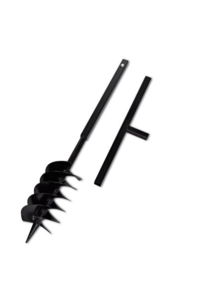 vidaxl Burghiu de pământ cu mâner, 150 mm, trei spirale, negru, oțel