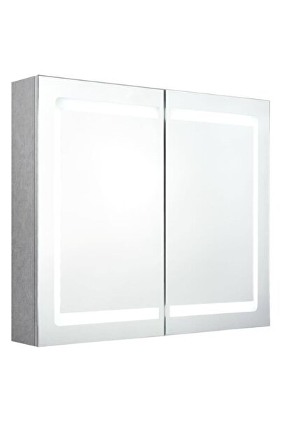 vidaxl Dulap de baie cu oglindă și LED, gri, 80 x 12 x 68 cm