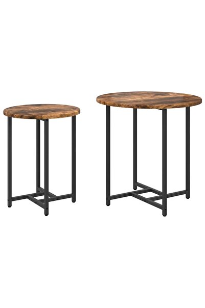 vidaxl Set măsuțe laterale 2 pcs Stejar afumat și negru