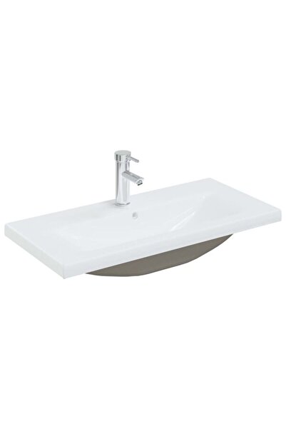 vidaxl Chiuvetă încorporată cu baterie, Albă, 81 x 39 x 18 cm, Ceramică