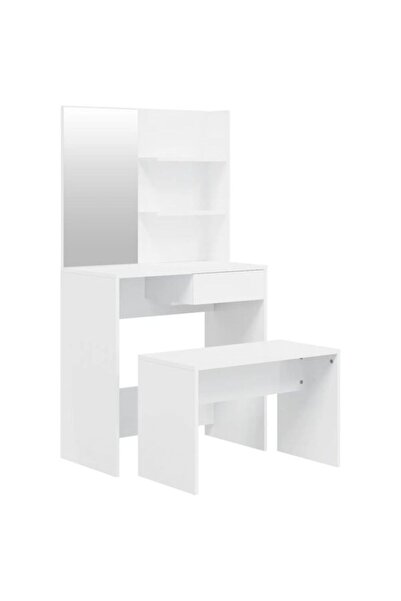 vidaxl Set masă de toaletă, alb lucios, 74.5 x 40 x 141 cm