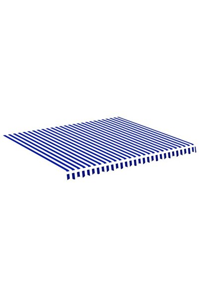 vidaxl Pânză de înlocuire pentru copertină, albastru și alb, 4 x 3,5 m