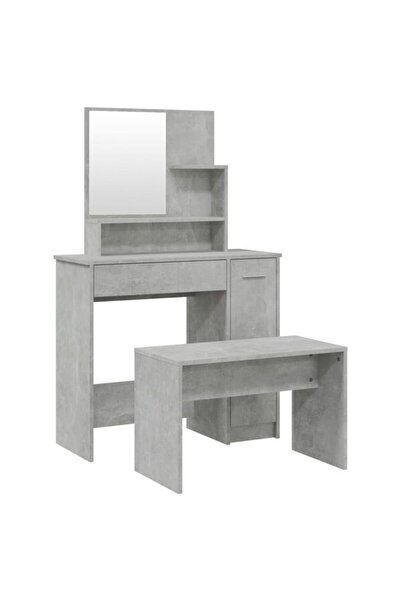vidaxl Set masă de toaletă, Gri Beton, 86.5 x 35 x 136 cm