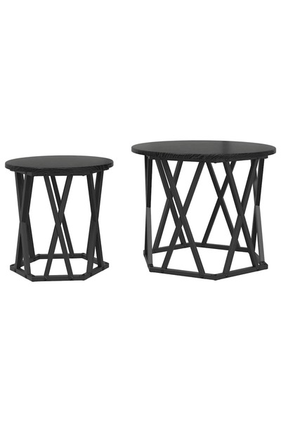 vidaxl Masă laterală 2 pcs Stejar Negru Lemn ingineresc și oțel