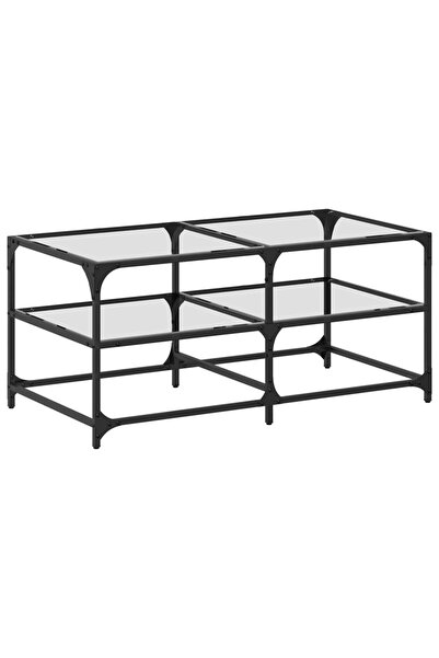 vidaxl Măsuță de cafea cu blat sticlă transparentă 98,5x50x45 cm oțel