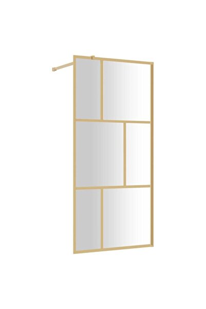vidaxl Paravan de duș tip walk-in, auriu, 90 x 195 cm, sticlă ESG transparentă