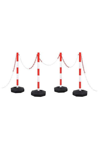 vidaxl Set de stâlpi pentru indicatii rutiere, cu lanț de plastic de 10 m
