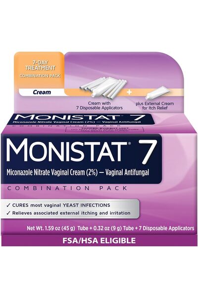 Monistat علاج لالتهابات الخميرة لمدة 7 أيام للنساء، كريم ميكونازول (45 جرام) ...