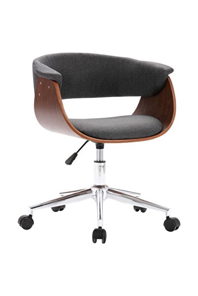 vidaxl Scaun de birou pivotant, gri, lemn curbat și material textil