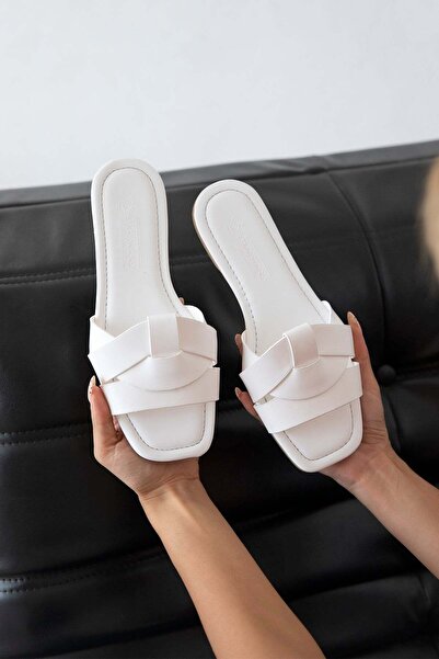 STRASWANS Anita Women's Daily Leather Slippers White