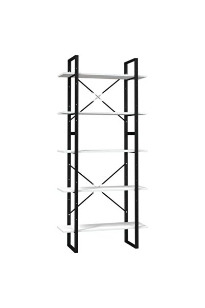 vidaxl Bibliotecă cu 5 rafturi, albă, 80 x 30 x 175 cm, din lemn masiv de pin