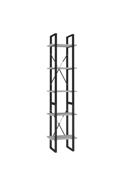 vidaxl Bibliotecă cu 5 rafturi gri beton, 40x30x175 cm, lemn prelucrat