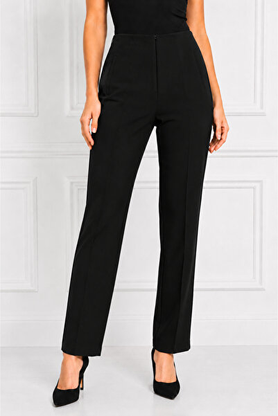 RUUJ COLLECTİON Front Zipper Fabric Trousers Plus Size Pants