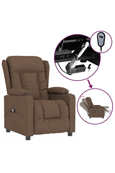vidaxl Fotoliu rabatabil electric, maro, material textil