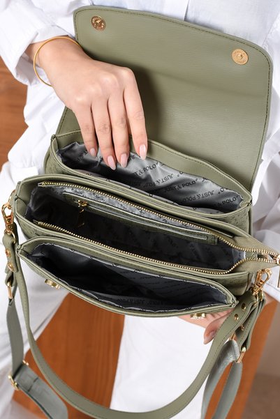 Just Polo Multi-Compartment Women's Hand and Shoulder Bag with Functional Com...
