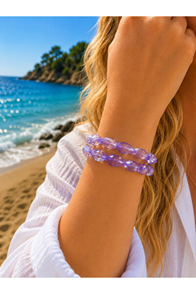 COCOSH TAKI Purple Transparent Color Beaded Multiple Combination Bracelet