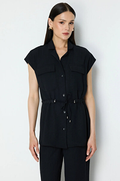 On Fashion On Beli Lace-Up Vest with Cover Pockets-76950