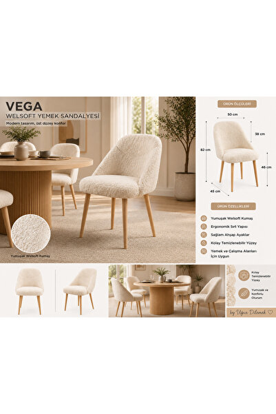 arge demo Vega Yemek Masası Sandalyesi Welsoft Kumaş Balkon Ofis Sandalyesi