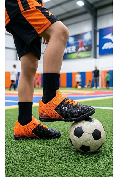 KANTEX Cizme de fotbal pentru copii cu bandă velcro și șireturi elastice RASC...