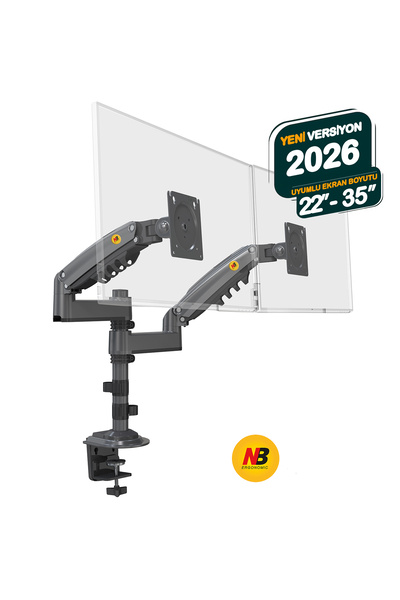 YUWA North Bayou H180 Çift Kollu Amortisörlü Monitör Standı (22"-32" / Kol Ba...