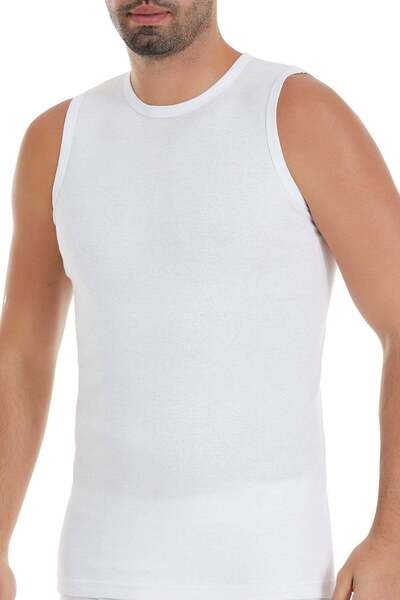 YILDIZ Ribana Zero Sleeve Men's Undershirt White 100% Cotton 3-Pack