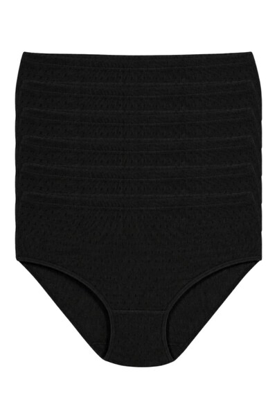 YILDIZ Ribana Kazayağı Bato Women's High Waist Panties Black 100% Cotton Pack...