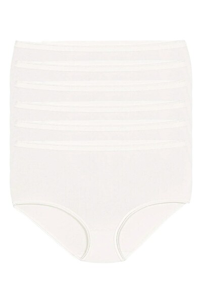 YILDIZ Lycra Non-Marking Bato Women's High Waist Panties White 6-Pack